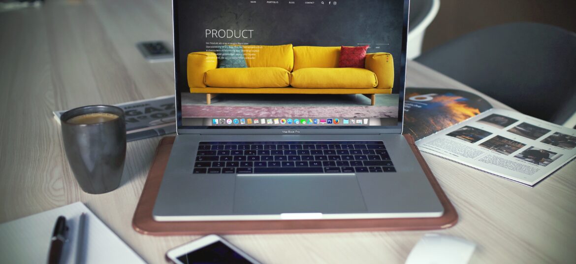 E-commerce website design on laptop