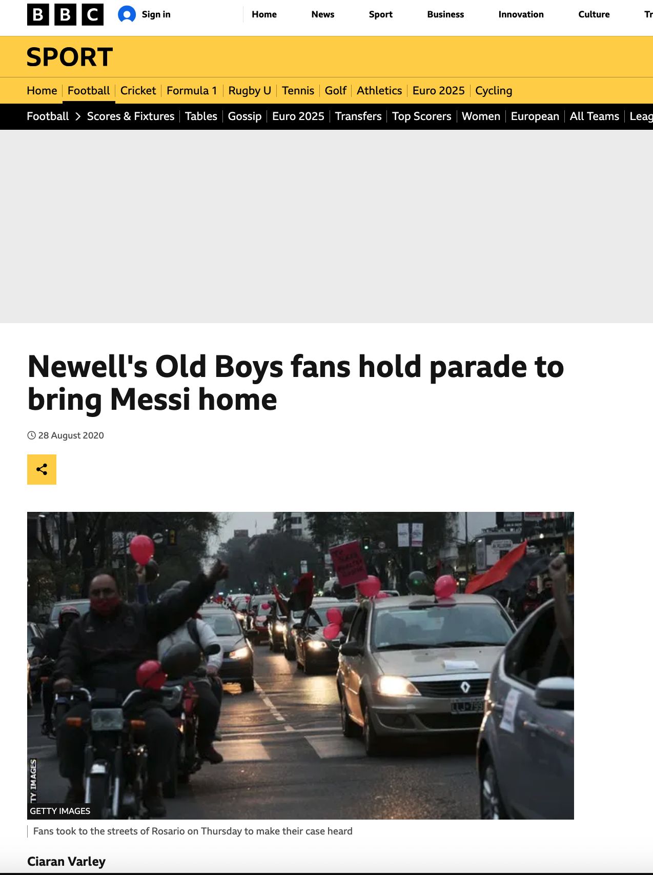 BBC Sport - Newell's Old Boys fans hold parade to bring Messi home