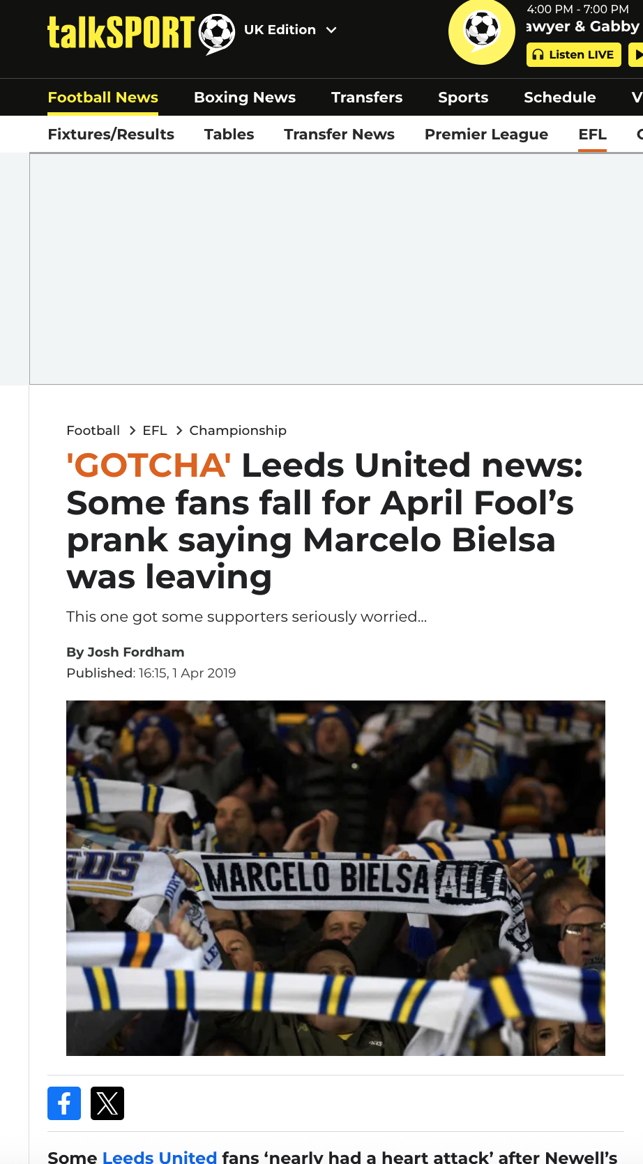 TalkSport - Leeds United April Fool's prank featuring Marcelo Bielsa